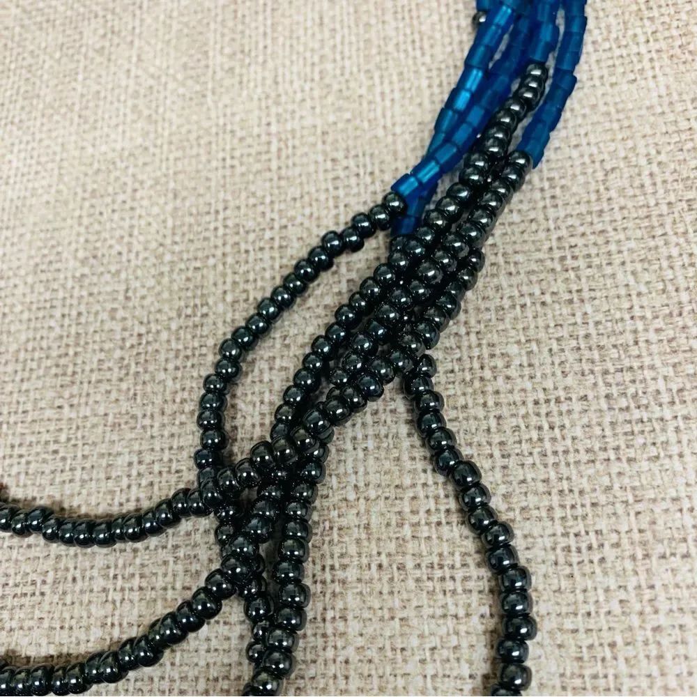 Blue Gray Muti Strand Beaded Necklace‎